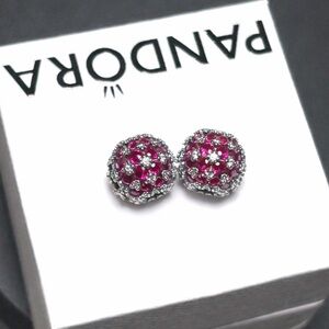 PANDORA Sparkling Pavé Round Pink Charm (2 charms only)